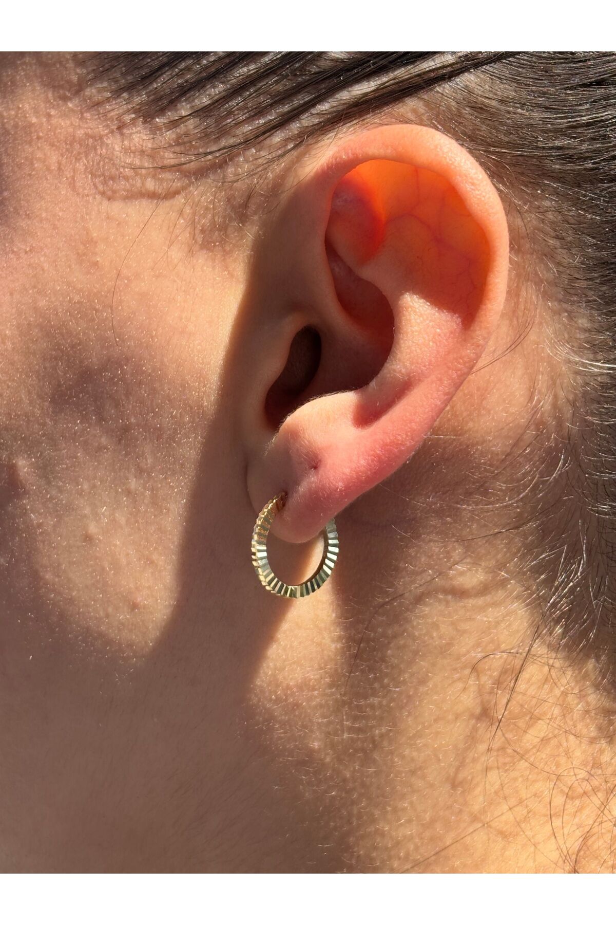 14 Ayar Altın Kalemli Halka Küpe