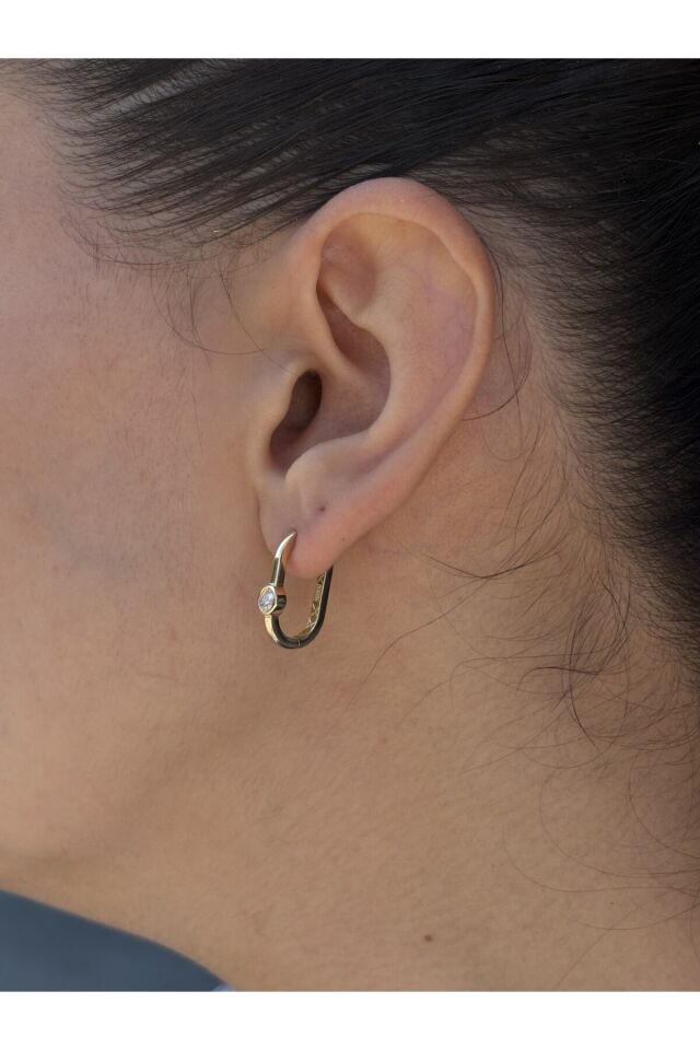 14 Ayar Altın Tek Taş Ataç Küpe