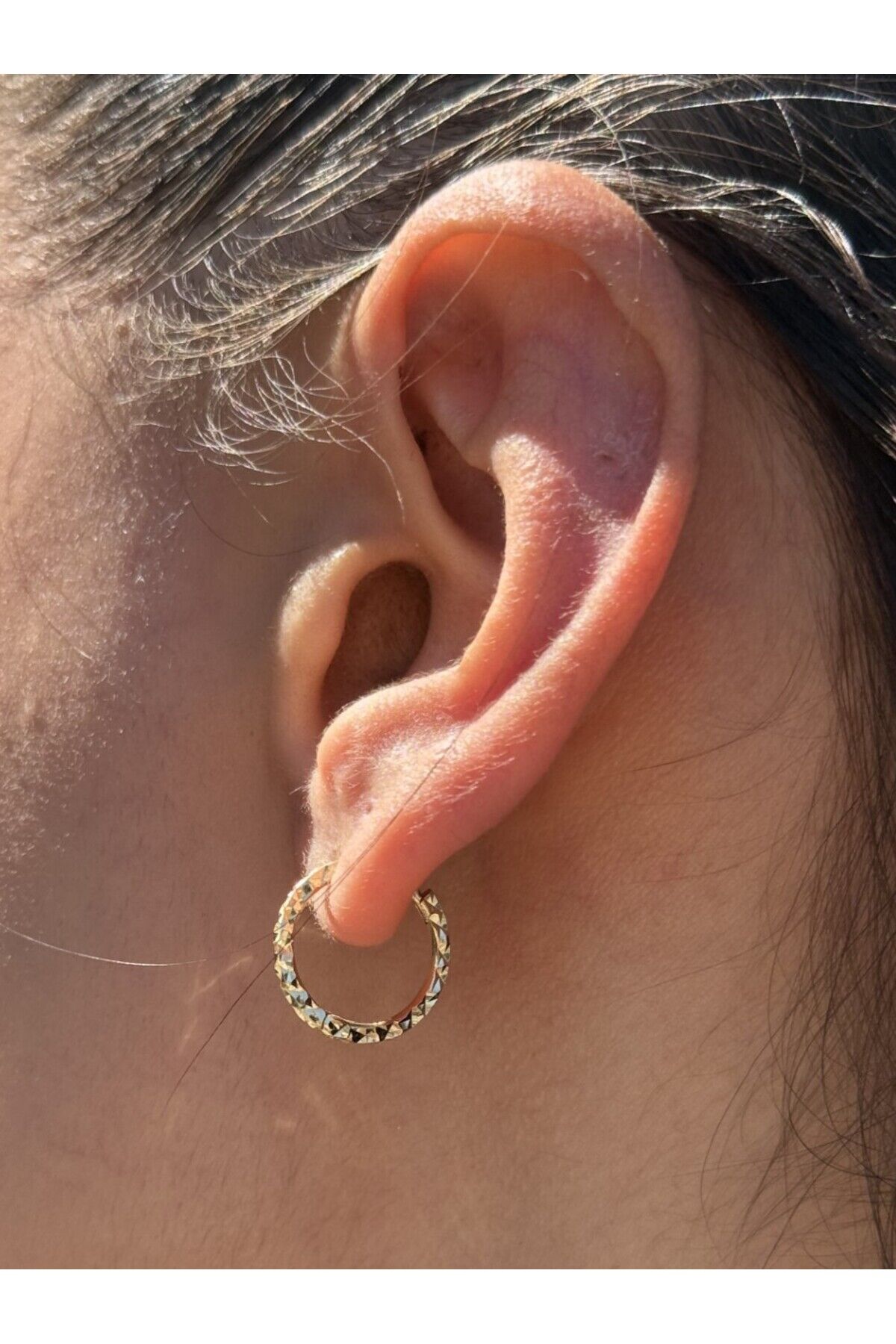 14 Ayar Altın Kalemli Halka Küpe