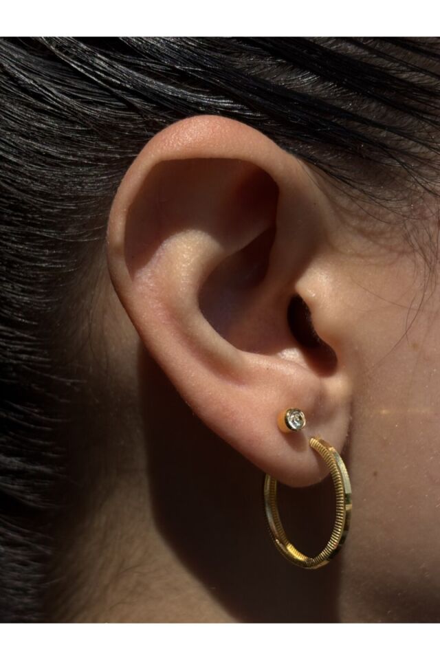 14 Ayar Altın Ajda Halka Küpe