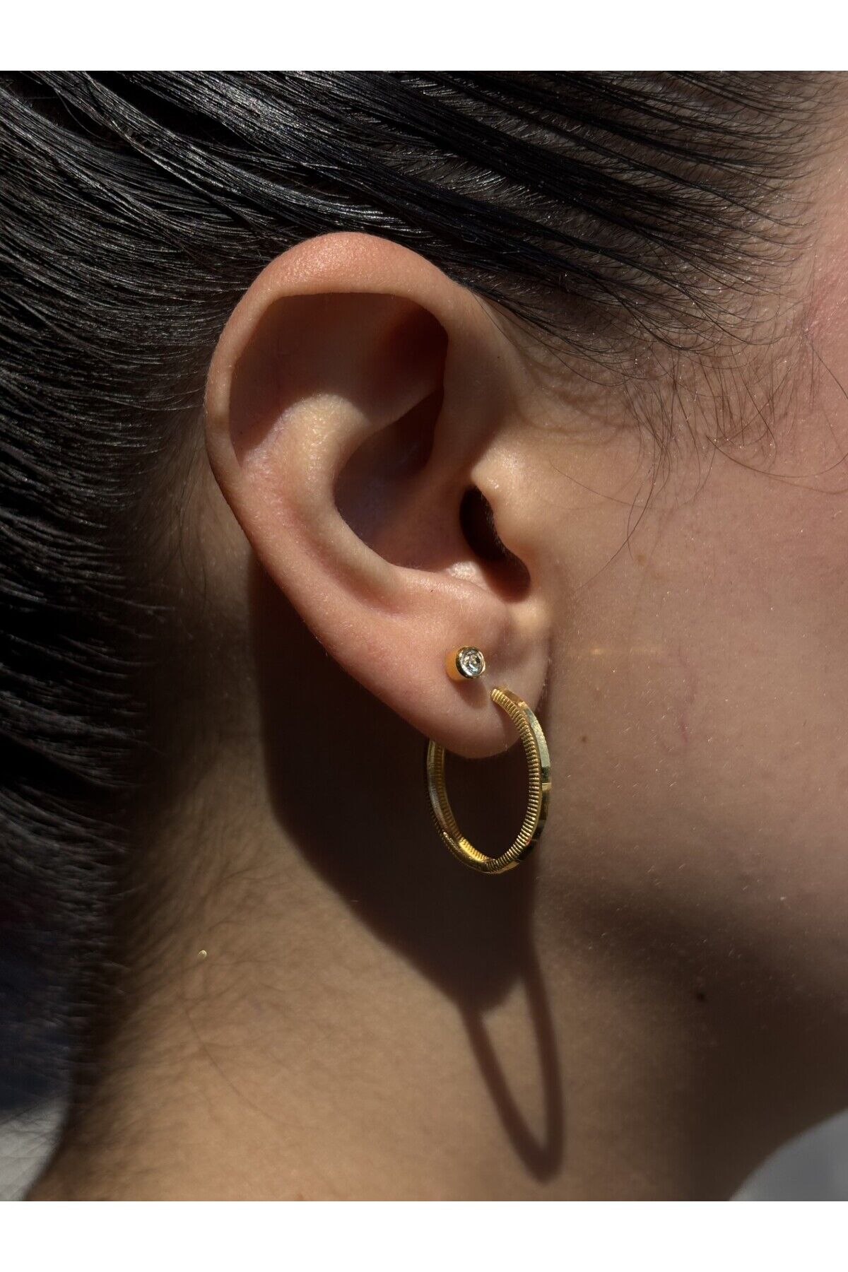 14 Ayar Altın Ajda Halka Küpe