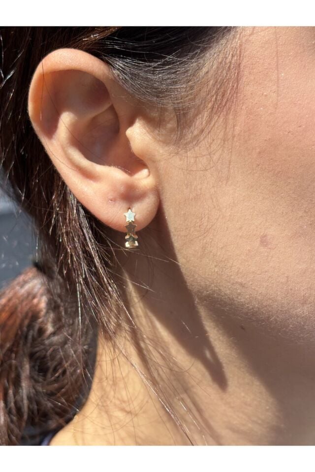 14 Ayar Altın Yıldız Küpe