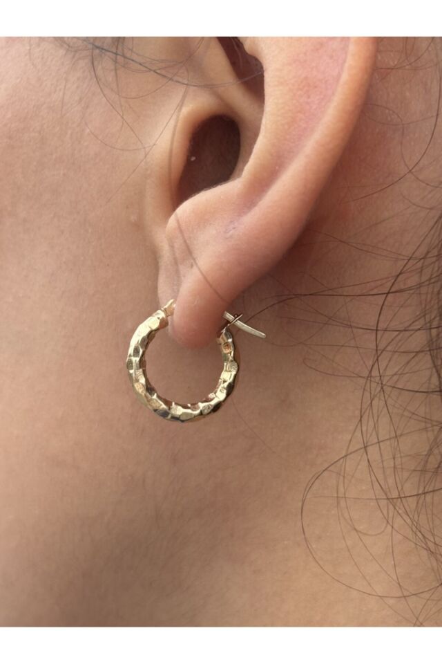 14 Ayar Altın El İşi Mini Halka Küpe