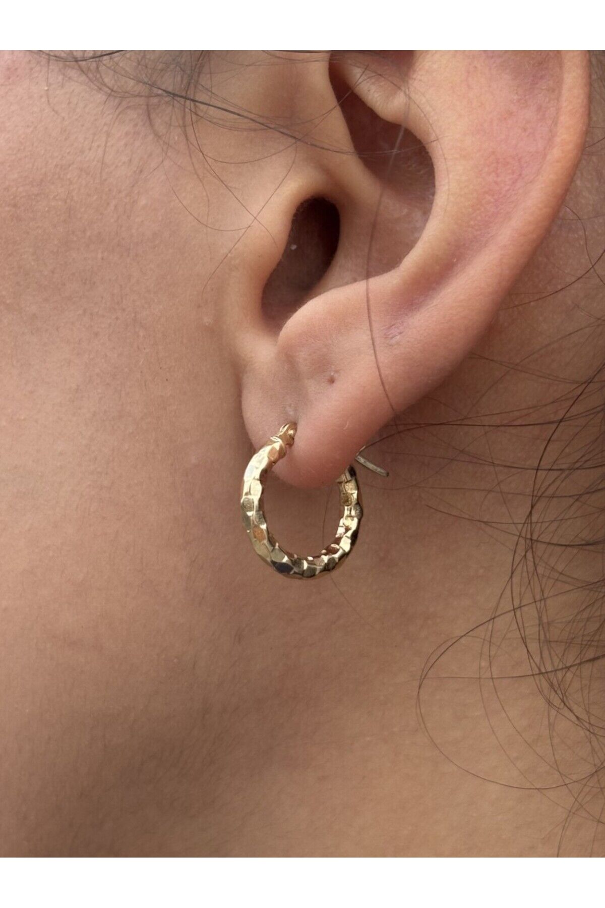 14 Ayar Altın El İşi Mini Halka Küpe