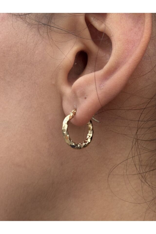 14 Ayar Altın El İşi Mini Halka Küpe