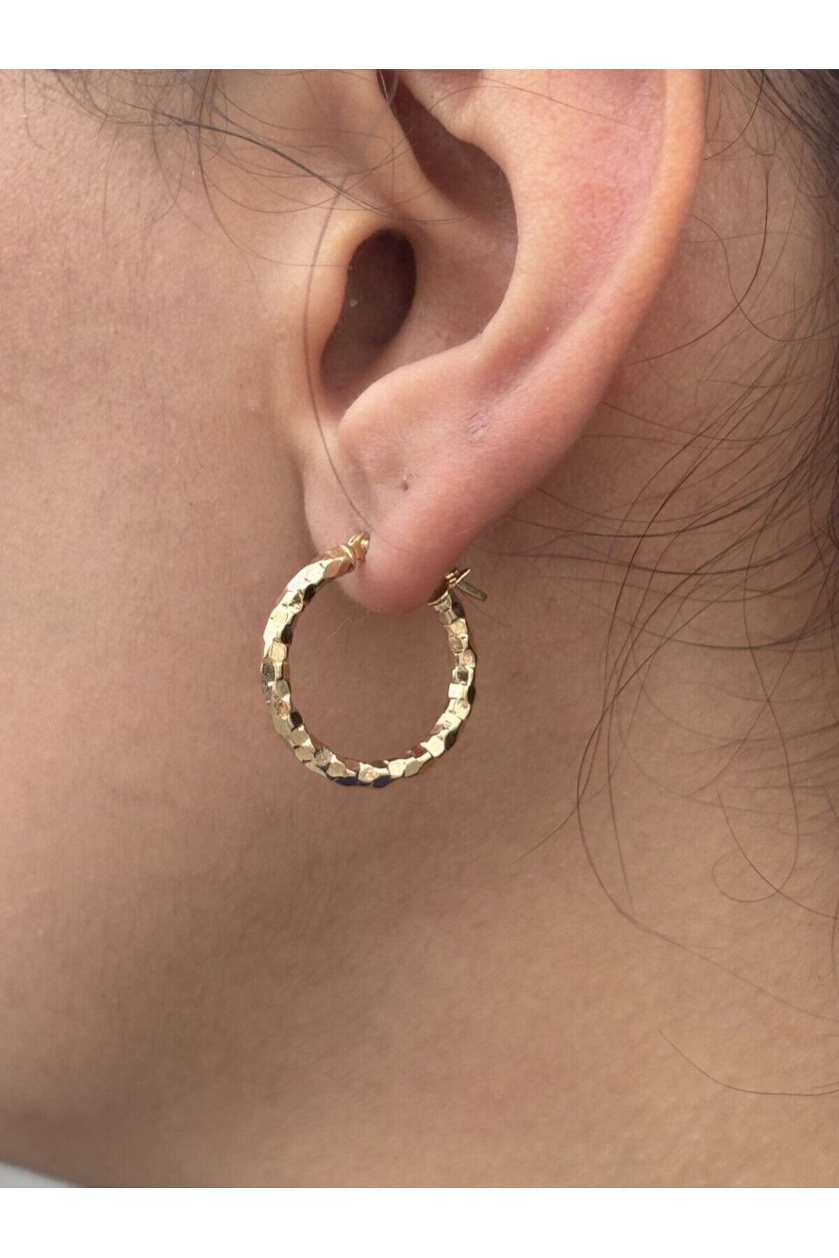 14 Ayar Altın El İşi Halka Küpe