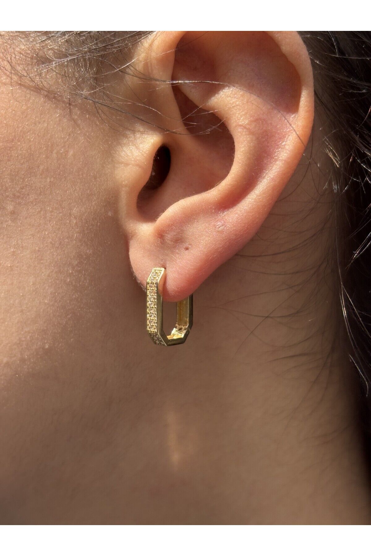 14 Ayar Altın Taşlı Ataç Küpe