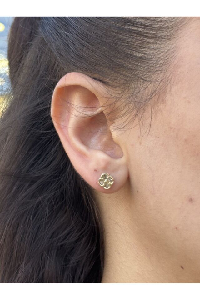 14 Ayar Altın Yonca Küpe