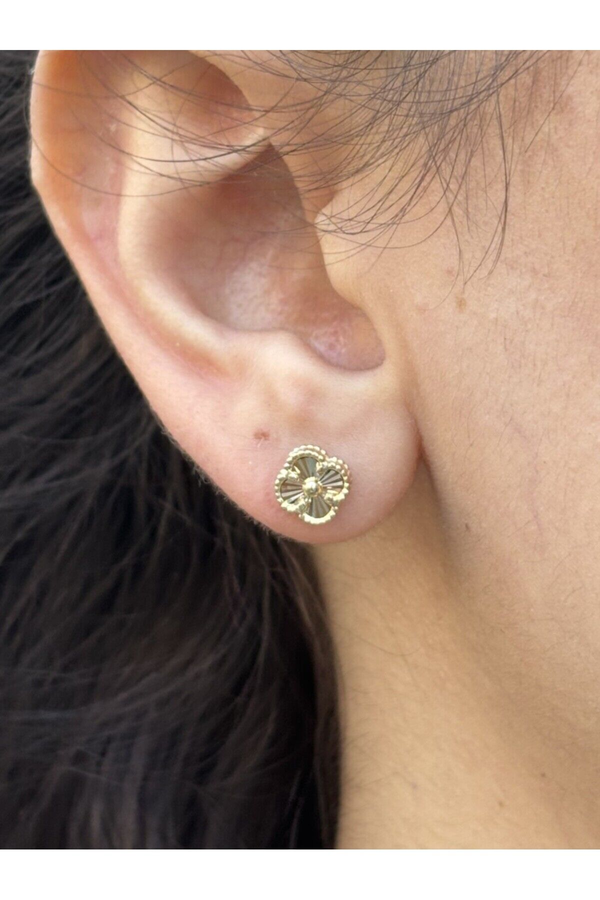 14 Ayar Altın Yonca Küpe