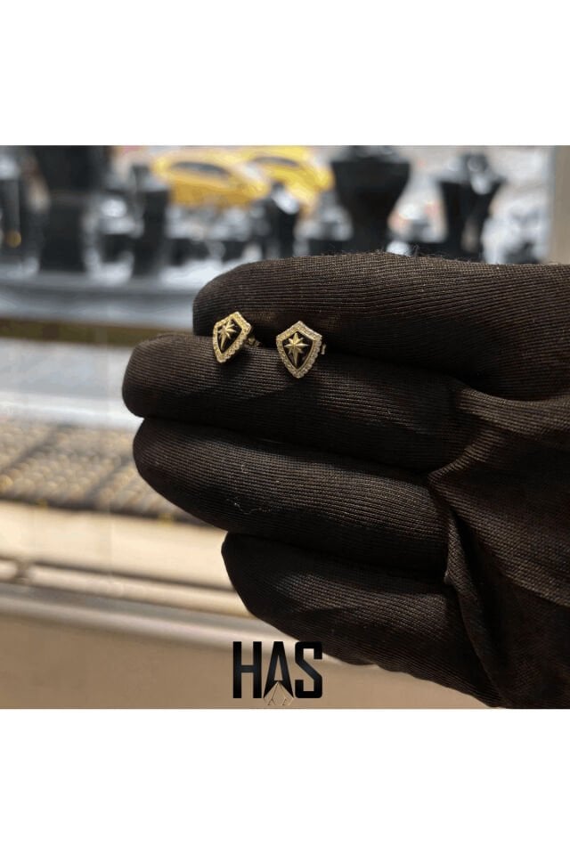 14 Ayar Altın Mineli Kutup Yıldızı Küpe