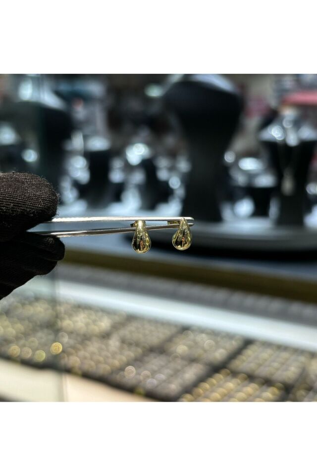 14 Ayar Altın  Gözyaşı Damlası Mini Küpe