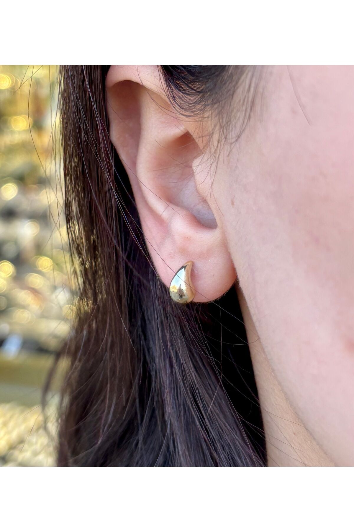 14 Ayar Altın  Gözyaşı Damlası Mini Küpe