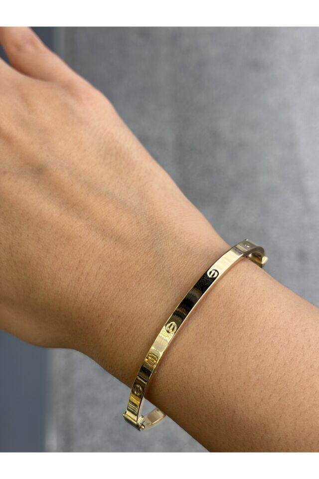 14 Ayar Altın Vidalı 4 Milim Kelepçe