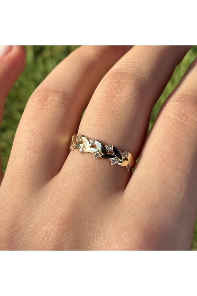 14 Ayar Altın Taşlı Dal Yüzük