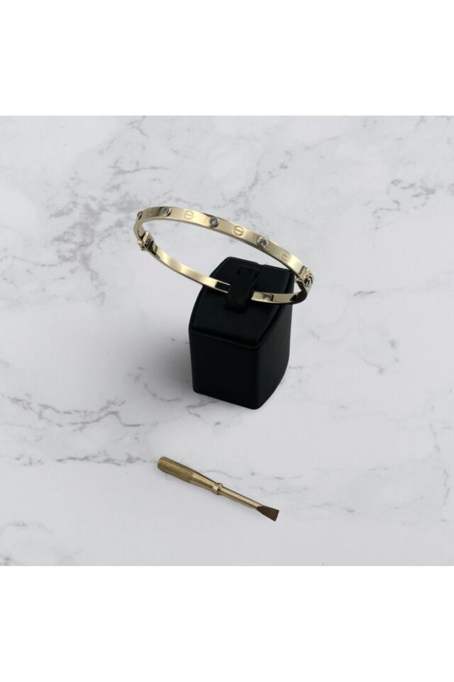 14 Ayar Altın Taşlı Vidalı Kelepçe