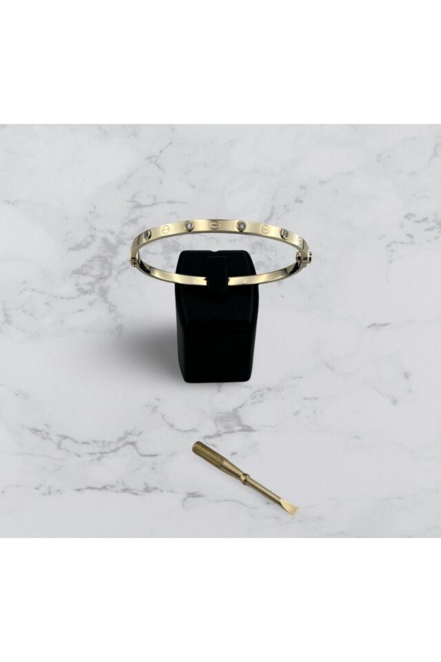 14 Ayar Altın Taşlı Vidalı Kelepçe