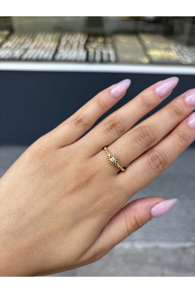 14 Ayar Altın Taşlı Göz Yüzük