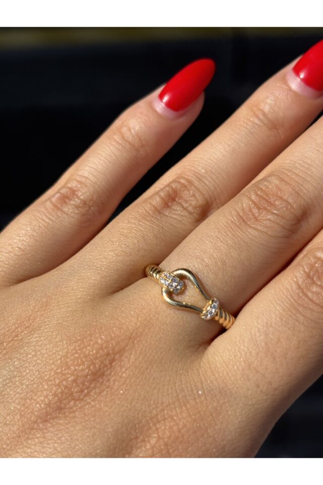 14 Ayar Altın Taşlı Düğüm Yüzük