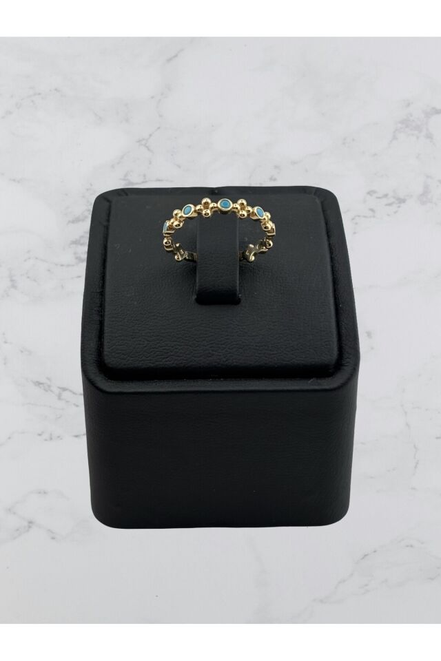 14 Ayar Altın Turkuaz Taşlı Polen Yüzük