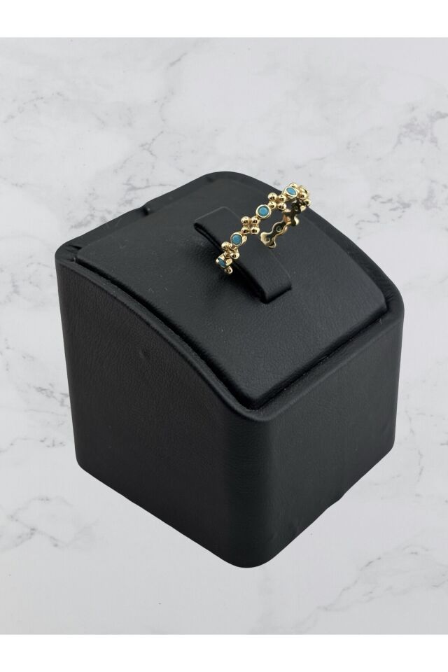 14 Ayar Altın Turkuaz Taşlı Polen Yüzük