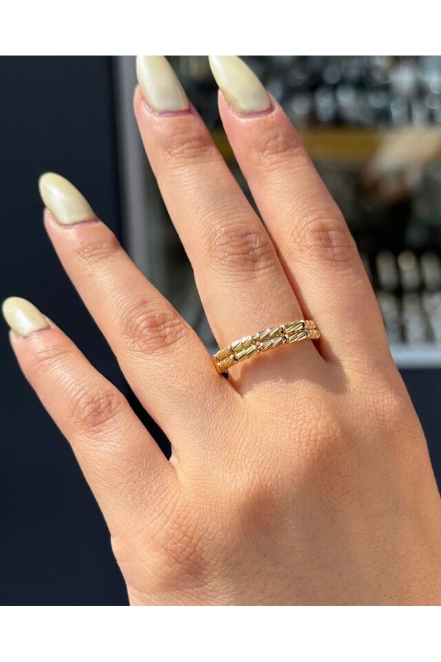 14 Ayar Altın Dorika Toplu İtalyan Yüzük