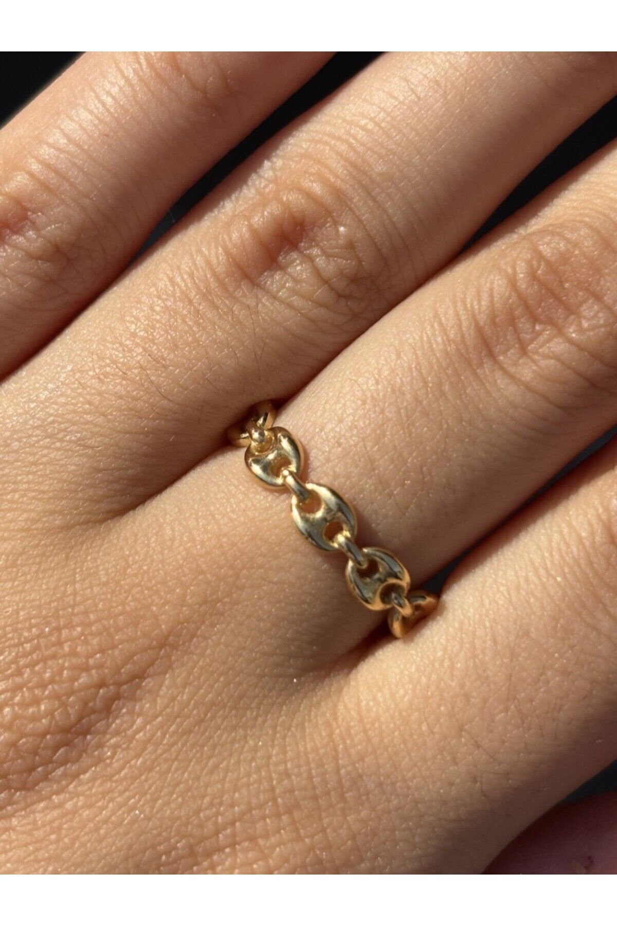 14 Ayar Altın Zincir Düğme Yüzük