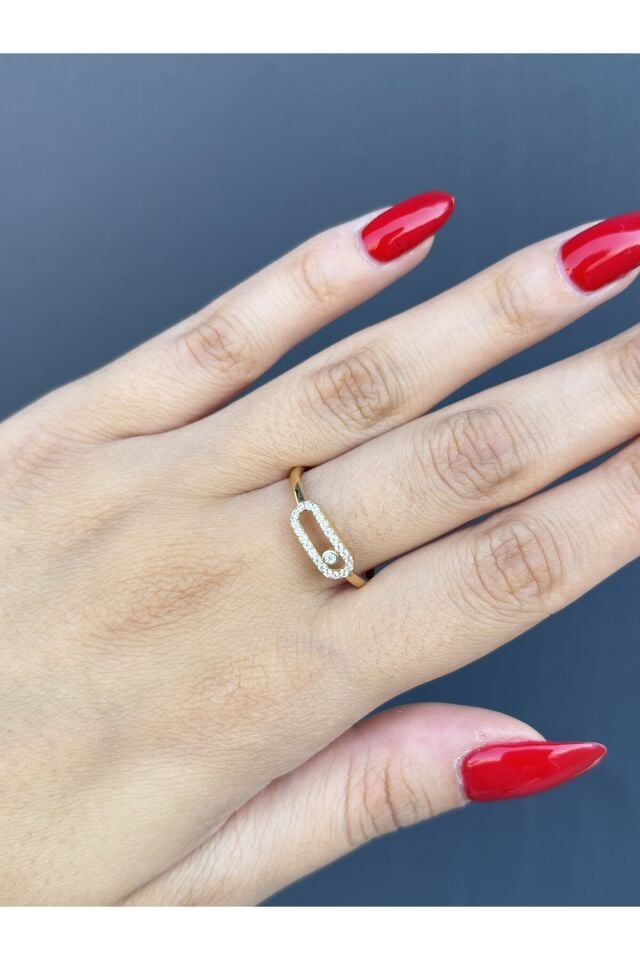 14 Ayar Altın Taşlı Messika Yüzük