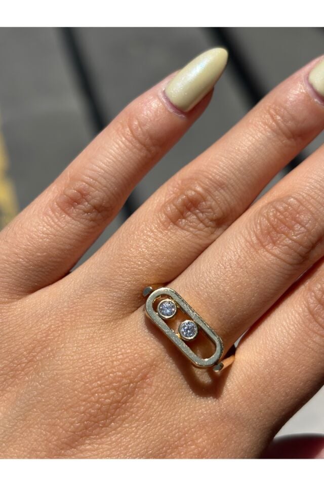 14 Ayar Altın Messika Çift Taraflı Yüzük