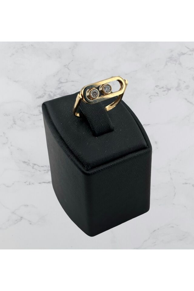 14 Ayar Altın Messika Çift Taraflı Yüzük