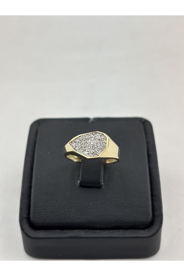 14 Ayar Altın Taşlı Gravel Yüzük