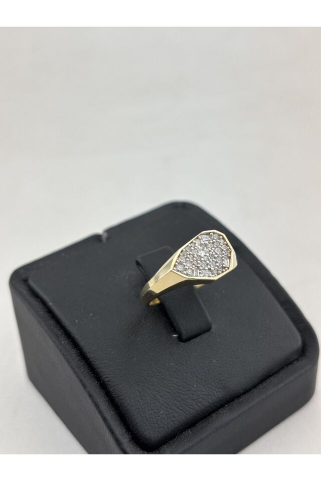 14 Ayar Altın Taşlı Gravel Yüzük