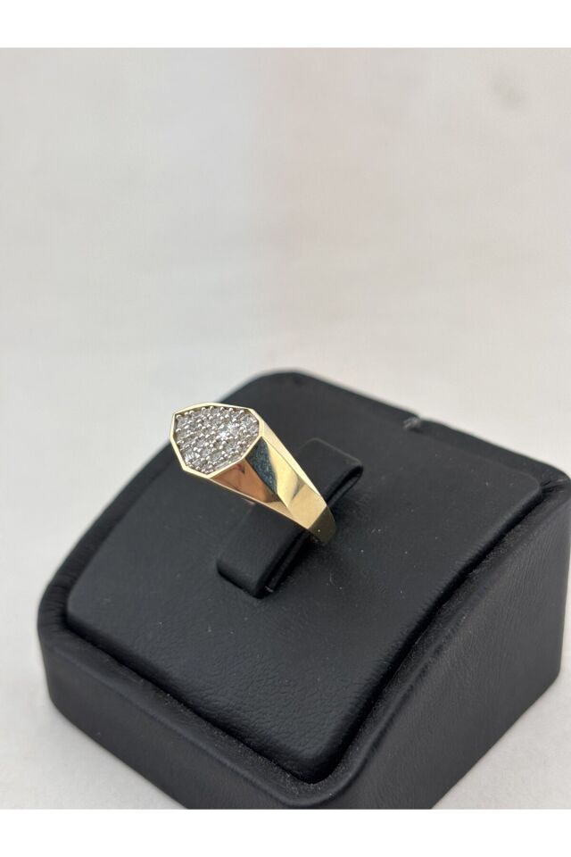 14 Ayar Altın Taşlı Gravel Yüzük