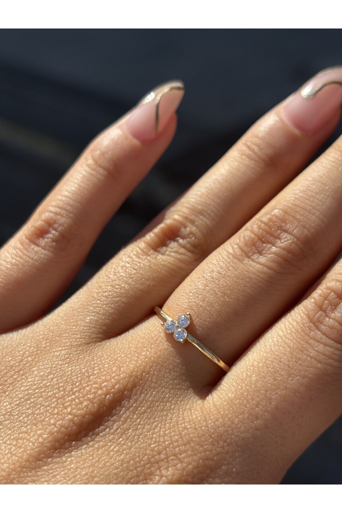 14 Ayar Altın Üç Taş Yüzük