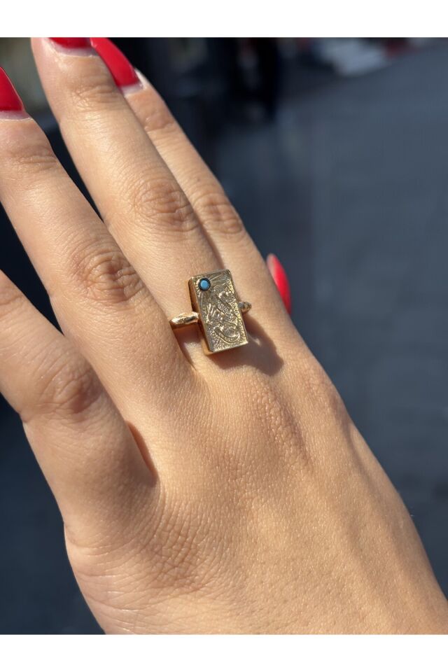 14 Ayar Altın Turkuaz Taşlı Başarı Yüzük