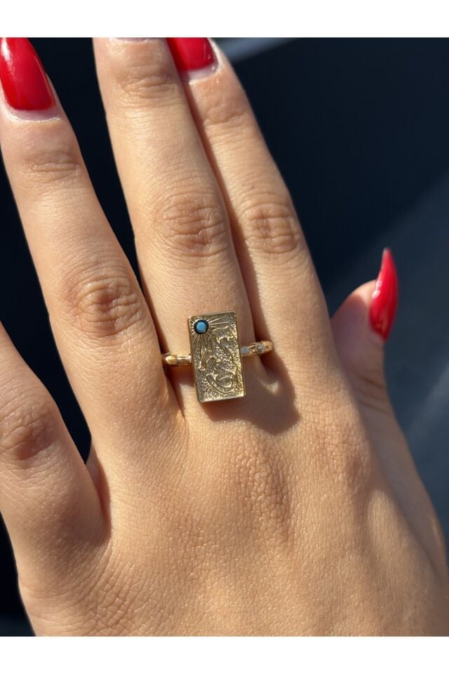 14 Ayar Altın Turkuaz Taşlı Başarı Yüzük