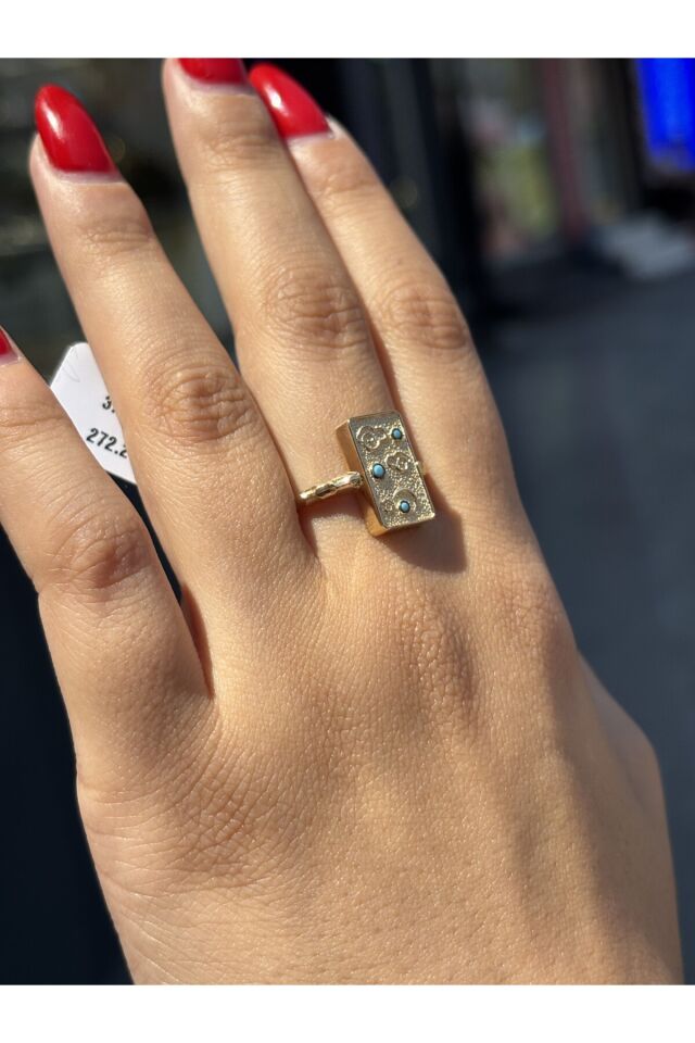 14 Ayar Altın Turkuaz Taşlı Huzur Yüzük