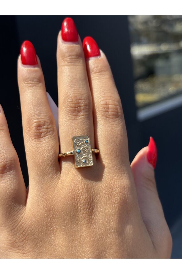 14 Ayar Altın Turkuaz Taşlı Huzur Yüzük