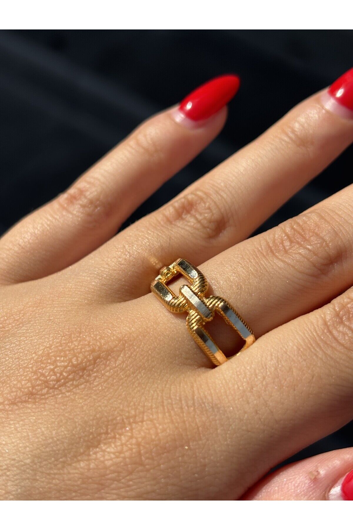 14 Ayar Altın Zincir Yüzük