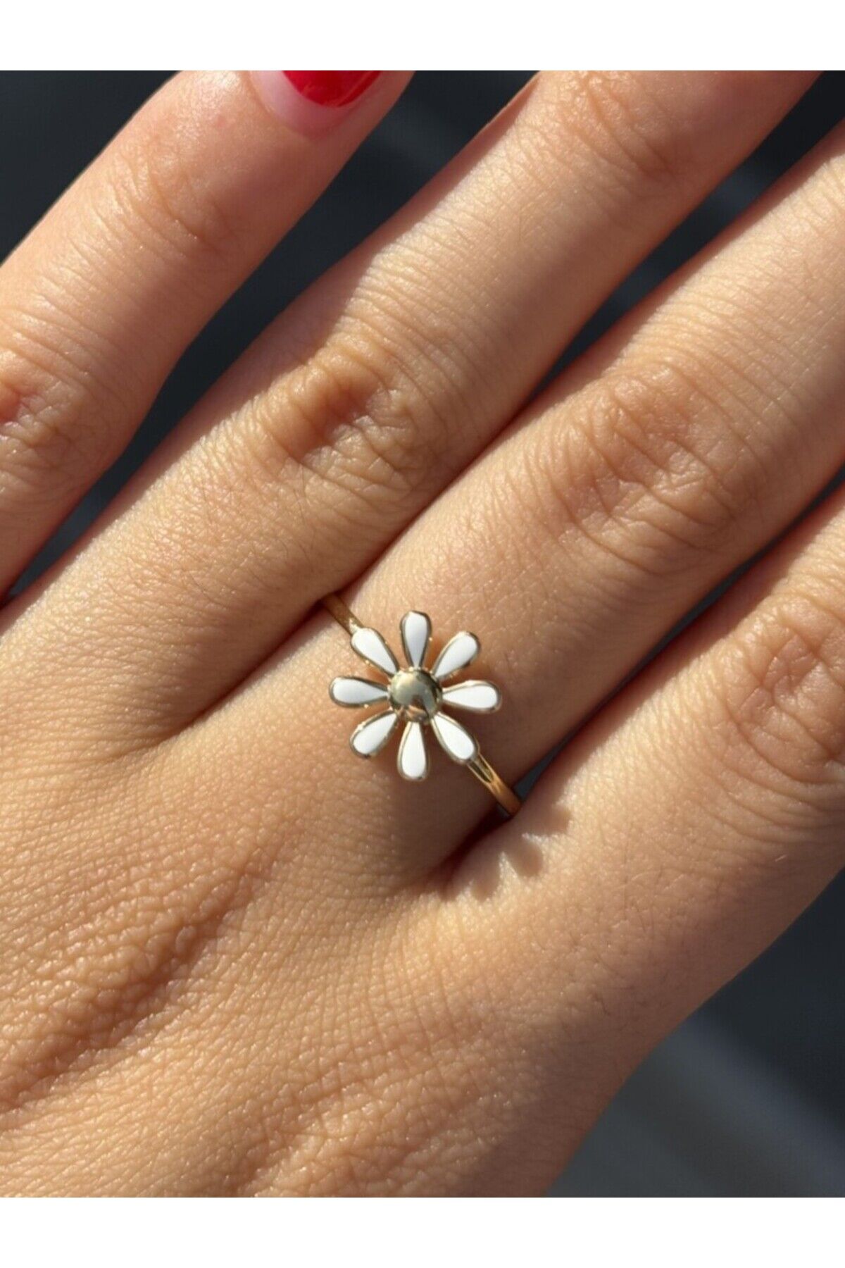 14 Ayar Altın Papatya Yüzük