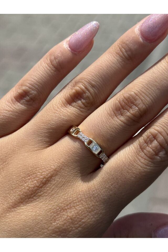 14 Ayar Altın Taşlı Zincir Yüzük