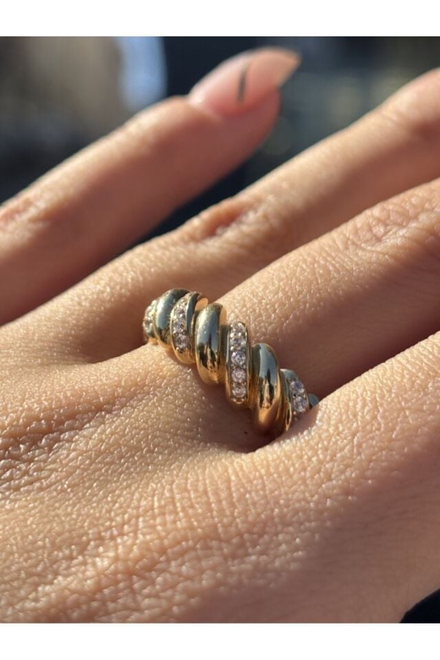 14 Ayar Altın Taşlı Burgu Yüzük