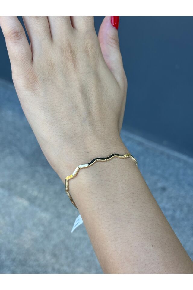 14 Ayar Altın Zikzak Ajda Bileklik Sarı