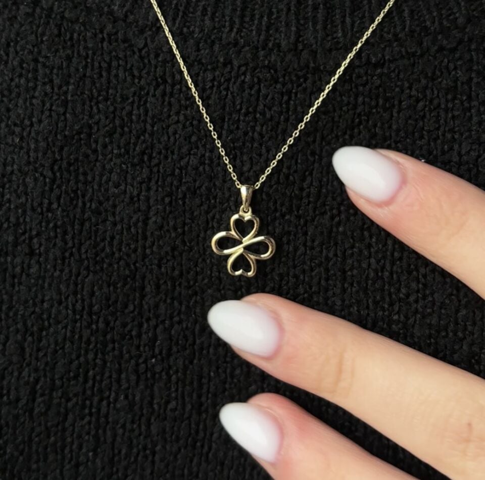 14 Ayar Altın Yonca Kolye