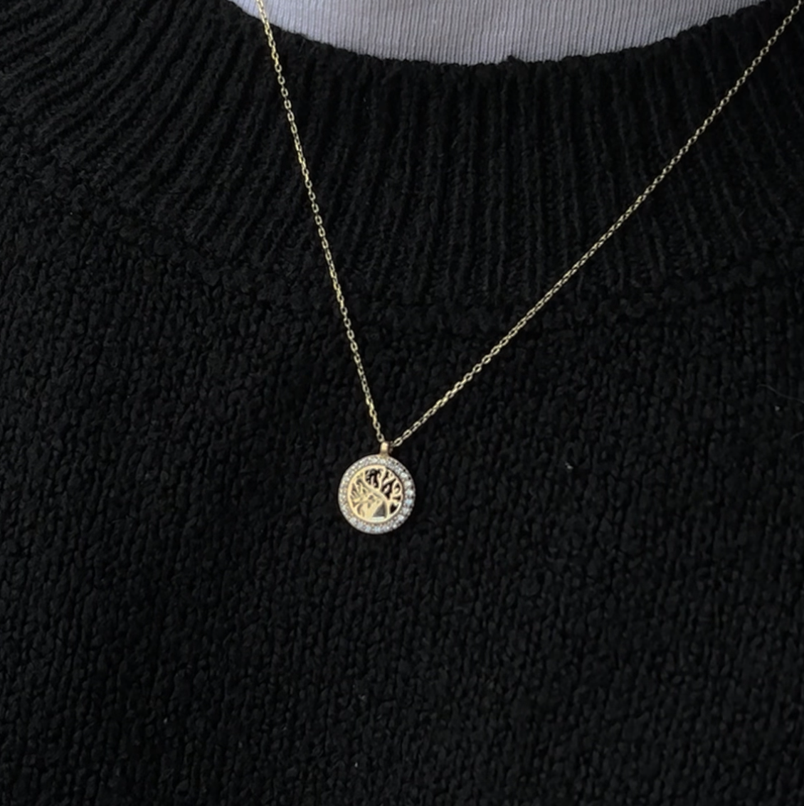 14 Ayar Altın Taşlı Hayat Ağacı Kolye