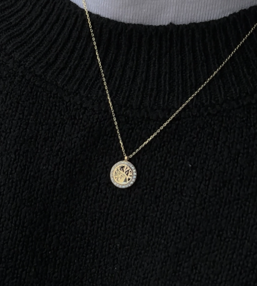 14 Ayar Altın Taşlı Hayat Ağacı Kolye