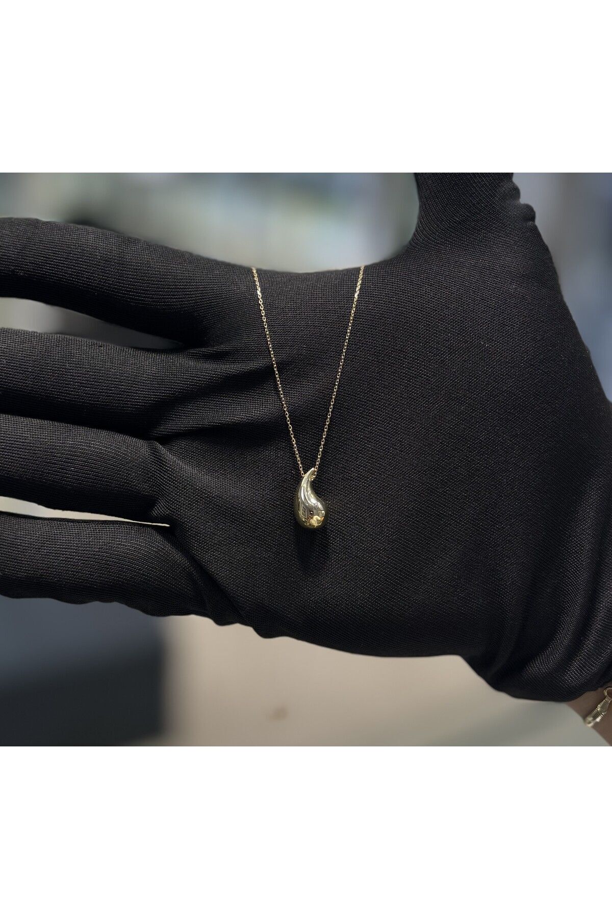 14 Ayar Altın Bottega Gözyaşı Damlası Kolye Altın