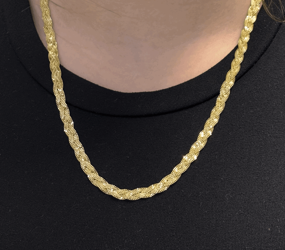 14 Ayar Altın Örgü Kolye