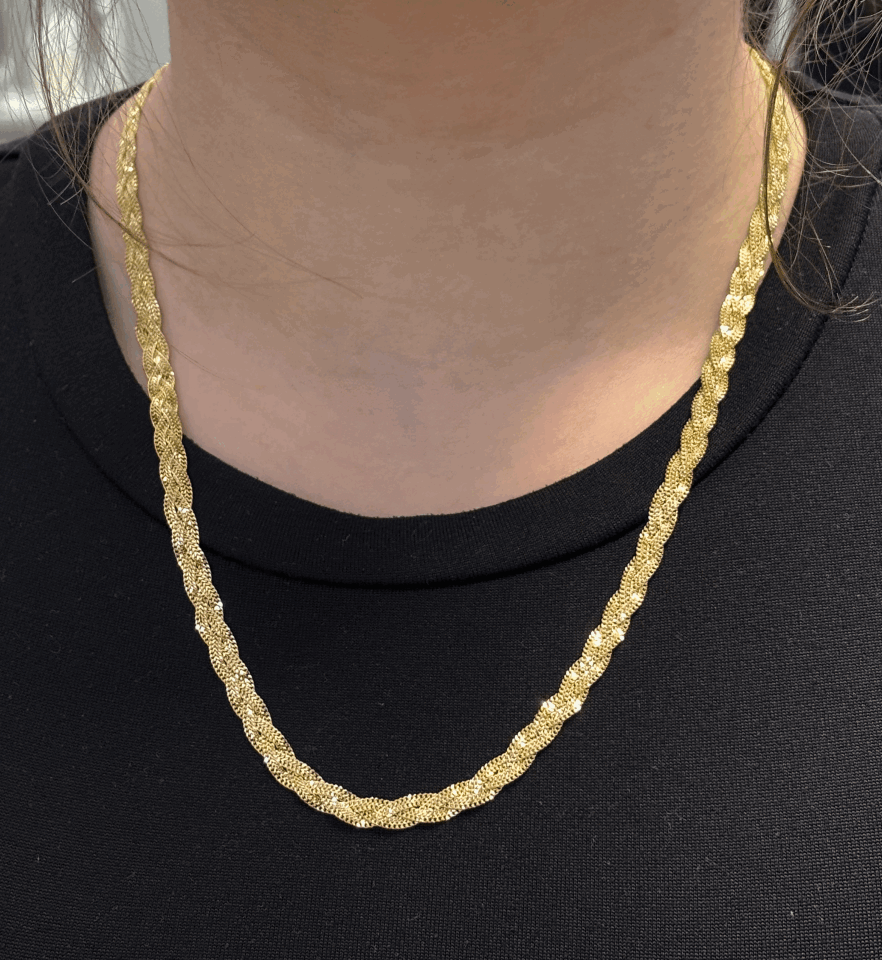 14 Ayar Altın Örgü Kolye