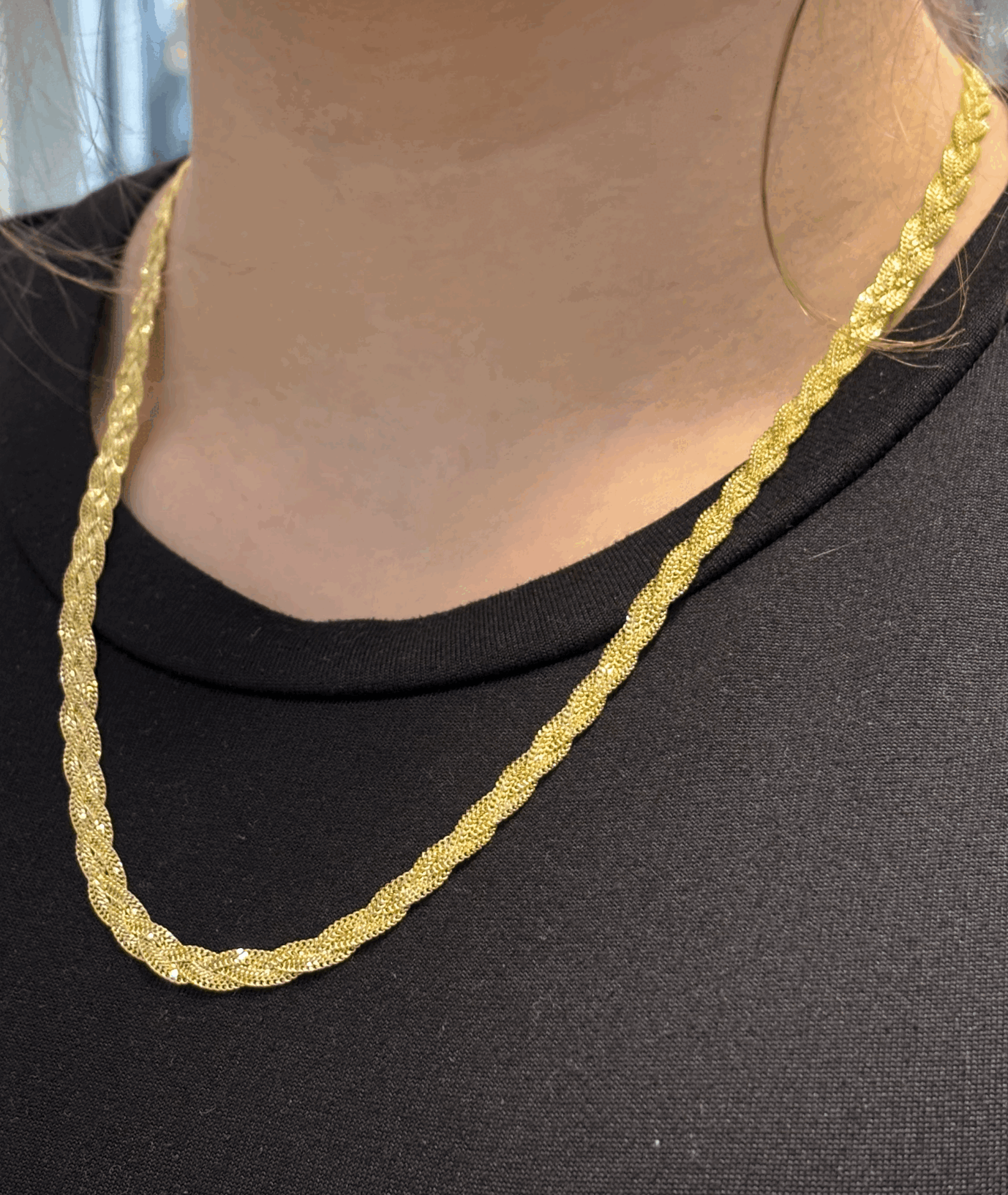 14 Ayar Altın Örgü Kolye