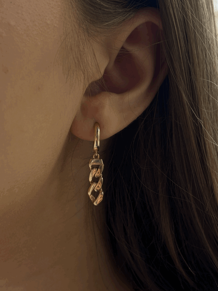 14 Ayar Altın Gurmet Zincir Küpe